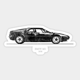 BMW M1 1978 Watercolor Illustration - Black and White Sticker